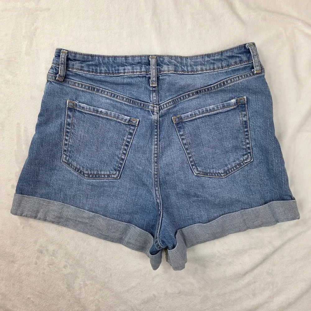 Wild Fable Shorts Women 8R Blue Super High-Rise Rolled Cuff Distressed Excellent